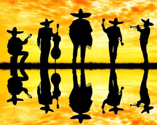 Mariachi Silhouette paint by numbers