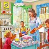 Mother and kids In The Kitchen paint by numbers