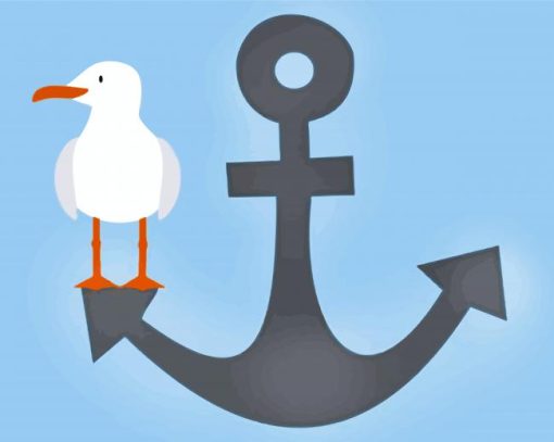 Nautical Anchor And Bird paint by numbers