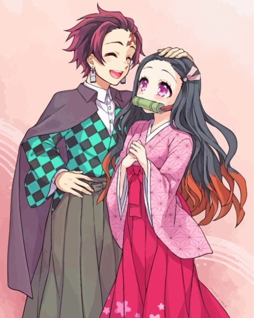 Nezuko Kamado And Tanjiro paint by numbers