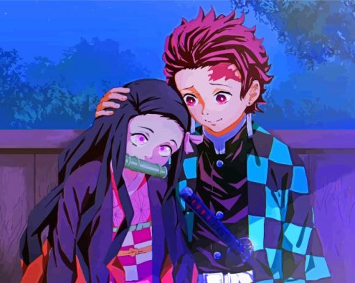 Nezuko-Kamado-And-Tanjiro-Kamado-paint-by-number