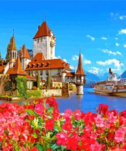 Oberhofen Castle In Switzerland paint by numbers