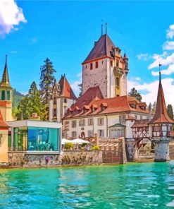 Oberhofen Castle Switzerland paint by numbers