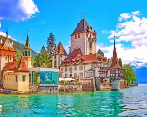 Oberhofen Castle Switzerland paint by numbers