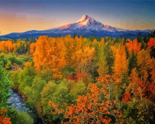 Oregon Mount Hood Fall paint by numbers