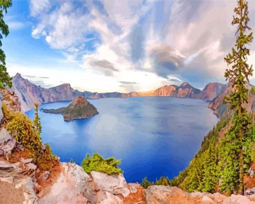 Crater Lake Oregon paint by numbers