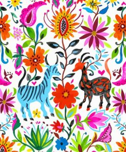 Otomi Flowers And Animals Art paint by numbers