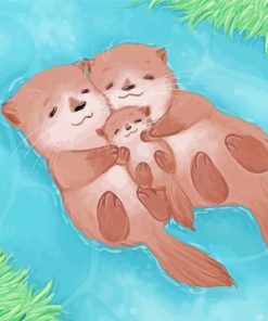 Cute Otter Family paint by numbers