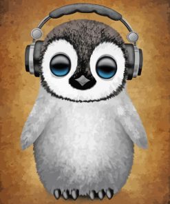 Peinguin With Headphones paint by numbers