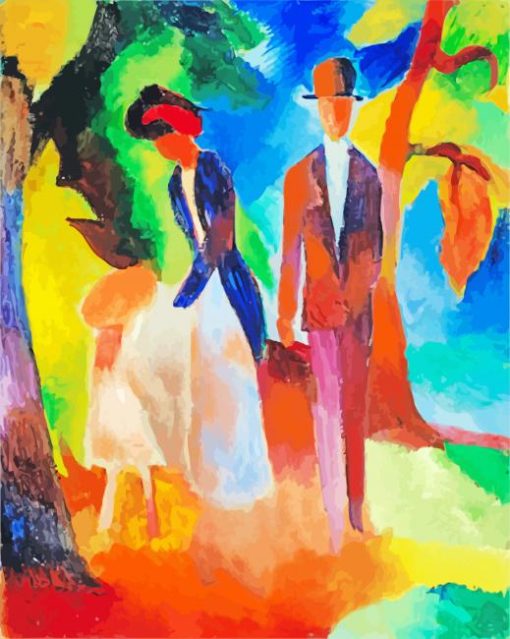 People On The Blue Lake Macke paint by numbers