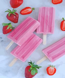 Pink Strawberry Popsicles paint by numbers