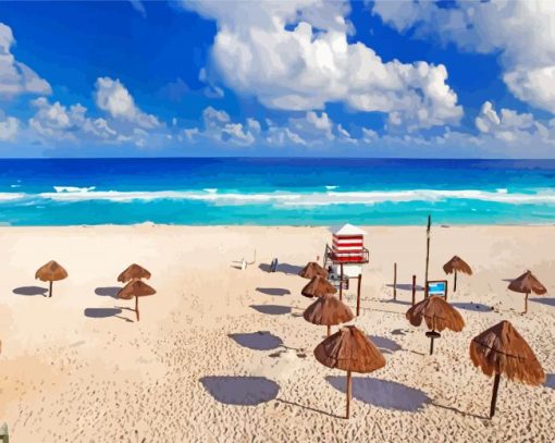 Playa Delfines Beach Cancun paint by numbers