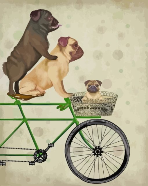 Pugs On Bicycle paint by numbers