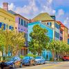 Rainbow Row In South Carolina paint by numbers