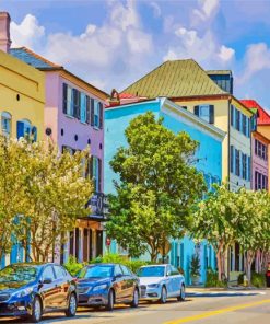 Rainbow Row In South Carolina paint by numbers