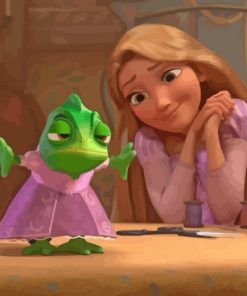 Rapunzel And Pascal Tangled paint by numbers