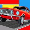 Red Mustang Car paint by numbers