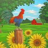 Rooster And Sunflowers paint by numbers