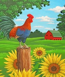 Rooster And Sunflowers paint by numbers