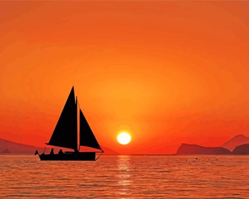 Sailboat At Sunset paint by numbers