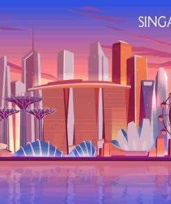 Singapore Skyline Illustration paint by numbers