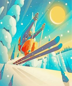 Skiing Illustration paint by numbers