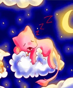 Sleepy Mew Pokemon paint by numbers