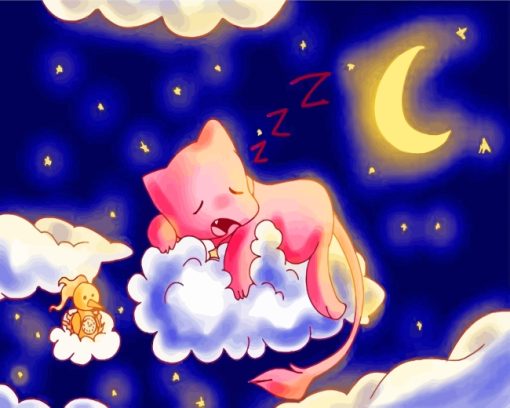 Sleepy Mew Pokemon paint by numbers