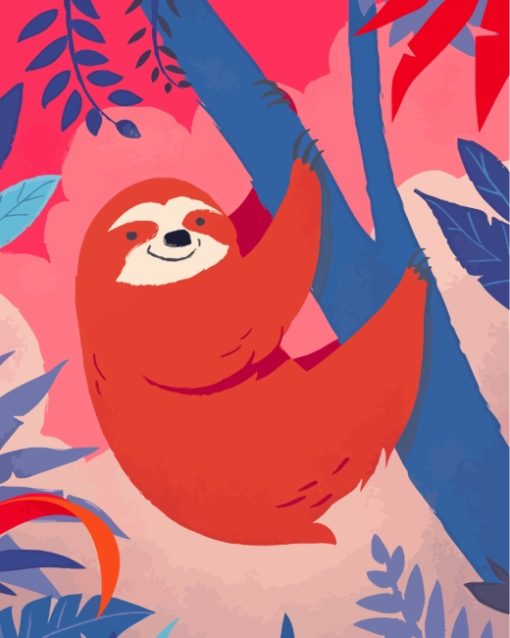 Sloth Animal Illustration paint by numbers