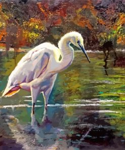 Snowy Egret Bird Art paint by numbers