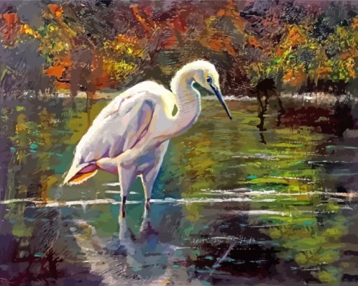 Snowy Egret Bird Art paint by numbers