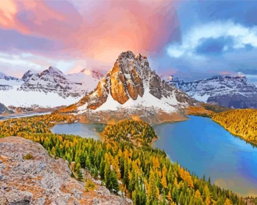 Snowy Mount Assiniboine Canada paint by numbers