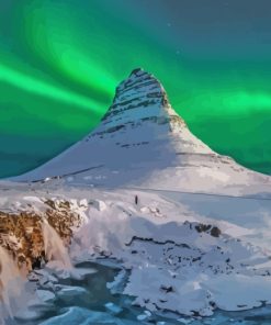 Snowy Mount Kirkjufell Iceland paint by numbers