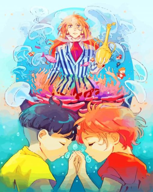 Sosuke And Kumiko Ponyo paint by numbers