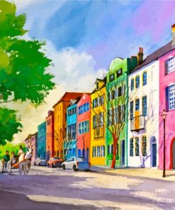 Rainbow Row Buildings In South Carolina paint by numbers