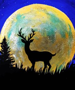 Stag Silhouette Moonlight paint by numbers