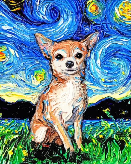 Starry Night Chihuahua paint by numbers