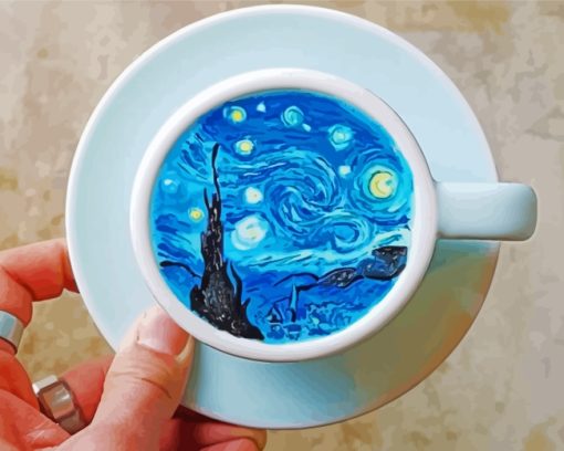 Starry Night Coffee Cup paint by numbers