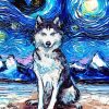 Starry Night Husky paint by numbers