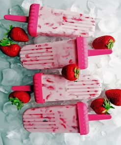 Popsicle Strawberry Fruit paint by numbers