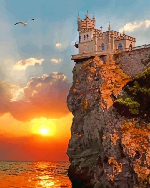 The Swallow's Nest Castle on the Sunset paint by numbers