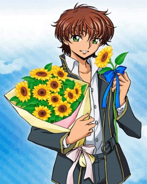 Suzaku-Kururugi-and-Flowers-paint-by-number