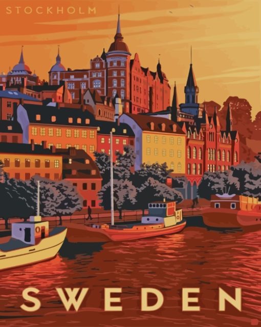 Sweden Poster paint by numbers