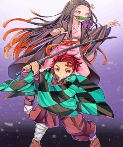 Tanjiro And Nezuko paint by numbers