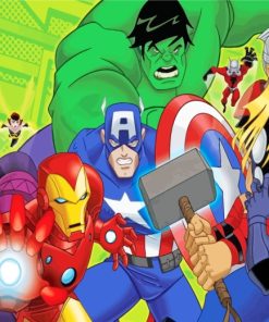 The Avengers Cartoon paint by numbers