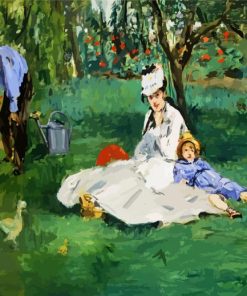 The Monet Family In Their Garden At Argenteuil By Manet paint by numbers