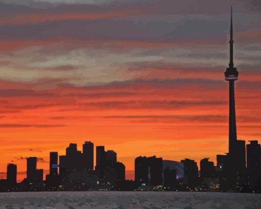 Toronto Buildings Silhouette paint by numbers