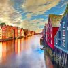 Trondheim Norway Buildings paint by numbers