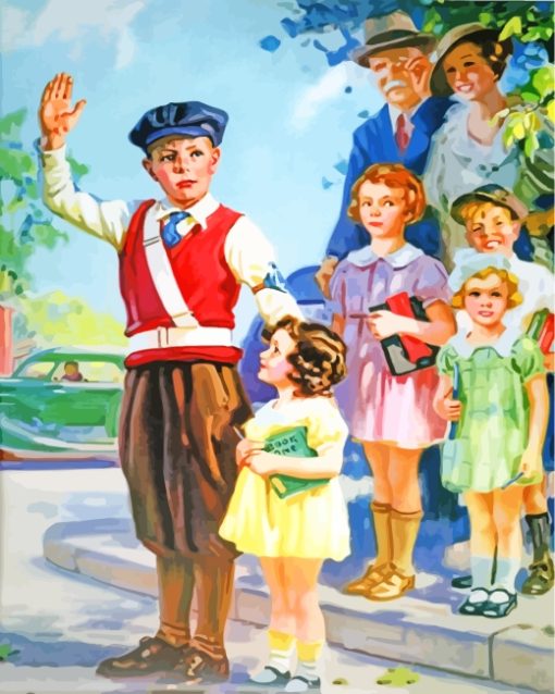 Vintage Crossing Guard paint by numbers