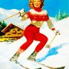 Vintage Woman Skiing paint by numbers